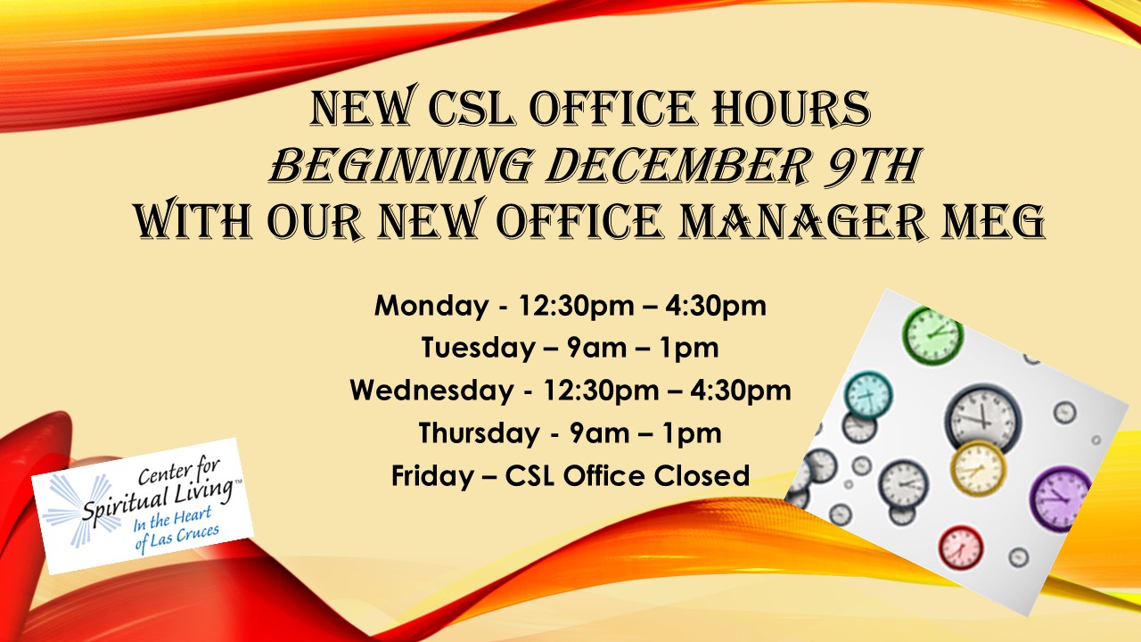 New CSL Office Hours Beginning December 9th